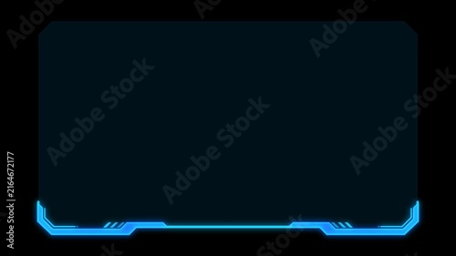 Animated Futuristic Bottom Status Bar HUD with Glowing Blue Neon Light Infographic for Gaming and Tech Analytics