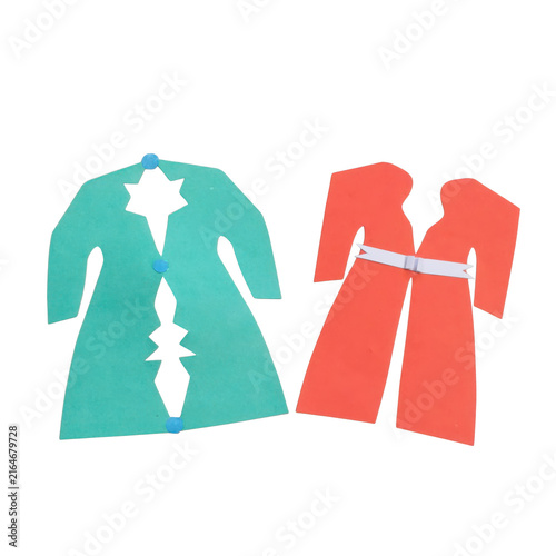 Cuadro en lienzo Blue silhouette of a person holding a camera, red silhouette of person with bino