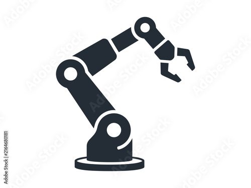 Photography Industrial robotic arm icon, black mechanical manipulator vector, automated fact