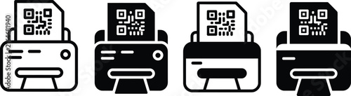 Принти на полотні Printers with qr code output vector illustration