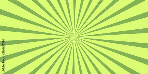 Green Swirl Spiral Sunburst Background with Radial Rays Abstract Vector Illustration