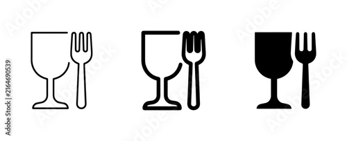 Food Safe Icons, Glassware & Utensil Symbols, Vector Graphics for Packaging