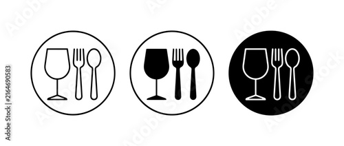 Restaurant Icons Set: Wine Glass, Fork, Spoon, Vector Graphics for Dining and Hospitality