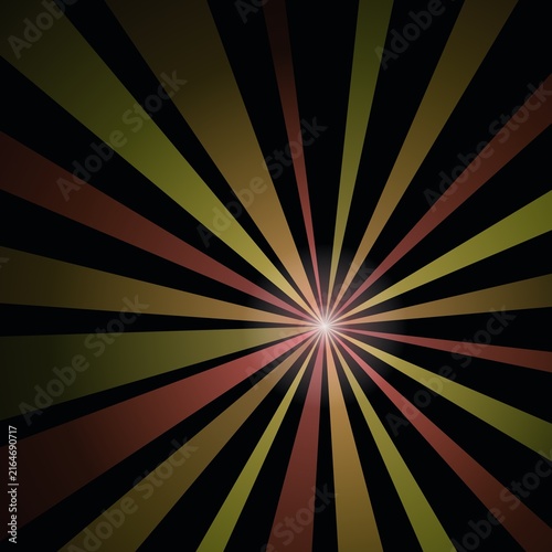 Abstract retro sunburst background featuring colorful radial rays and a bright star burst light flare on dark backdrop