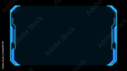 Vertical Futuristic Side HUD Panel Border with Glowing Blue Neon Light Lines for Sci-Fi Monitor Sidebar UI