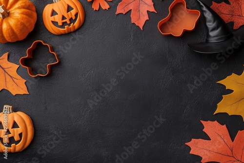 A white background with a pumpkin and a pumpkin hat , with ample copy space for text.