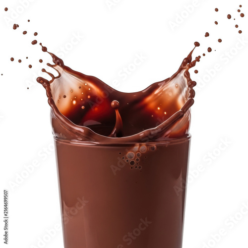 Chocolate milkshake pouring into glass