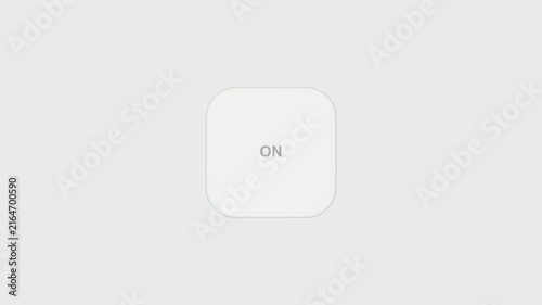 Minimalist square push button switch with off text in soft neumorphic design