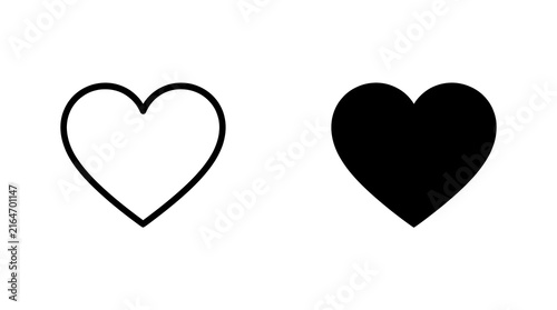 Heart icon set, love symbol isolated on transparent background