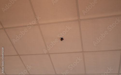 Fire Sprinkler Mounted on Ceiling, Fire Protection System Detail, Building Safety and Emergency Equipment Concept