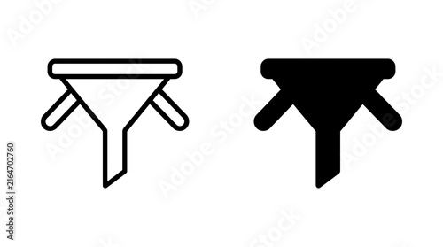 Filter icon set, funnel symbol isolated on transparent background