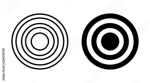 Concentric circles icon set isolated on transparent background