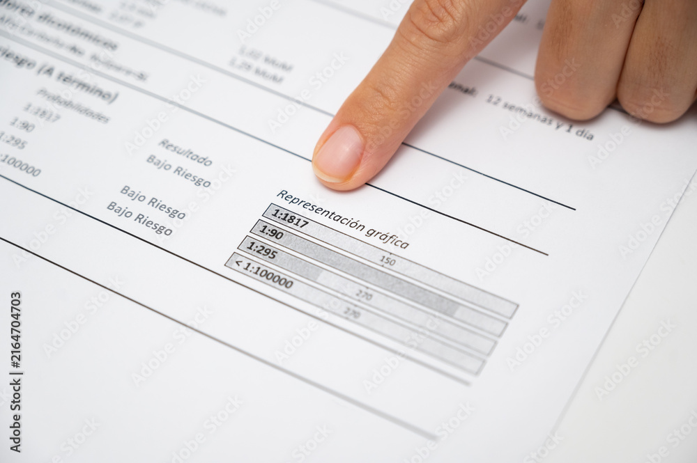 Fototapeta premium Prenatal screening results showing low risk assessment for chromosomal abnormalities during pregnancy