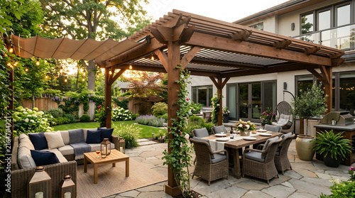 Pergola in a residential garden 