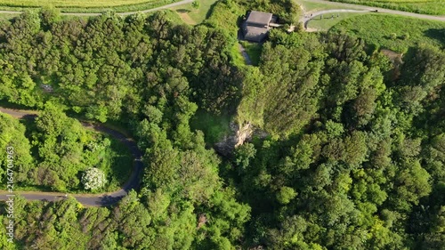 Aerial view of World War II batteries In Normandy