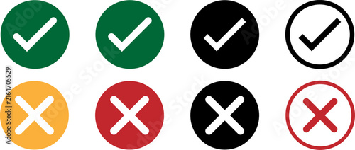 Check mark and cross mark icons set