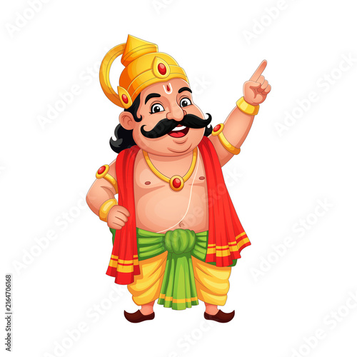 Fototapeta kuchenna King Mahabali pointing upwards with a confident and happy expression for onam festival Kerala PNG Image