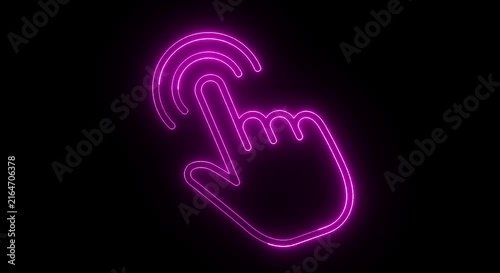 Touch Interaction Icon with Finger Tap Gesture on Black Background