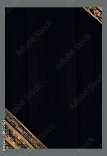 Dark Ornate Gold Border Geometric Background