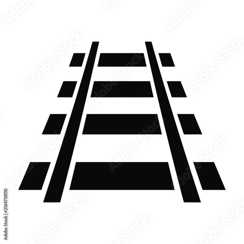 Railroad tracks icon showing perspective view of a train line path railway symbol