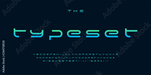 Expanded futuristic font, thin wide alphabet. High tech typeset for headline and logo of hud, ai, data science, sci-fi, science and medical technology, digital interface. Vector typography