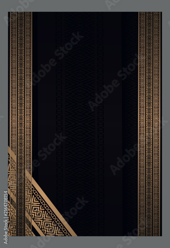 Dark Ornate Gold Border Geometric Background