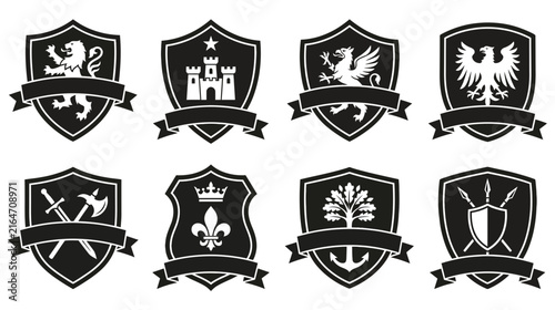 Foto A striking collection of heraldic shields emblems and crests representing power