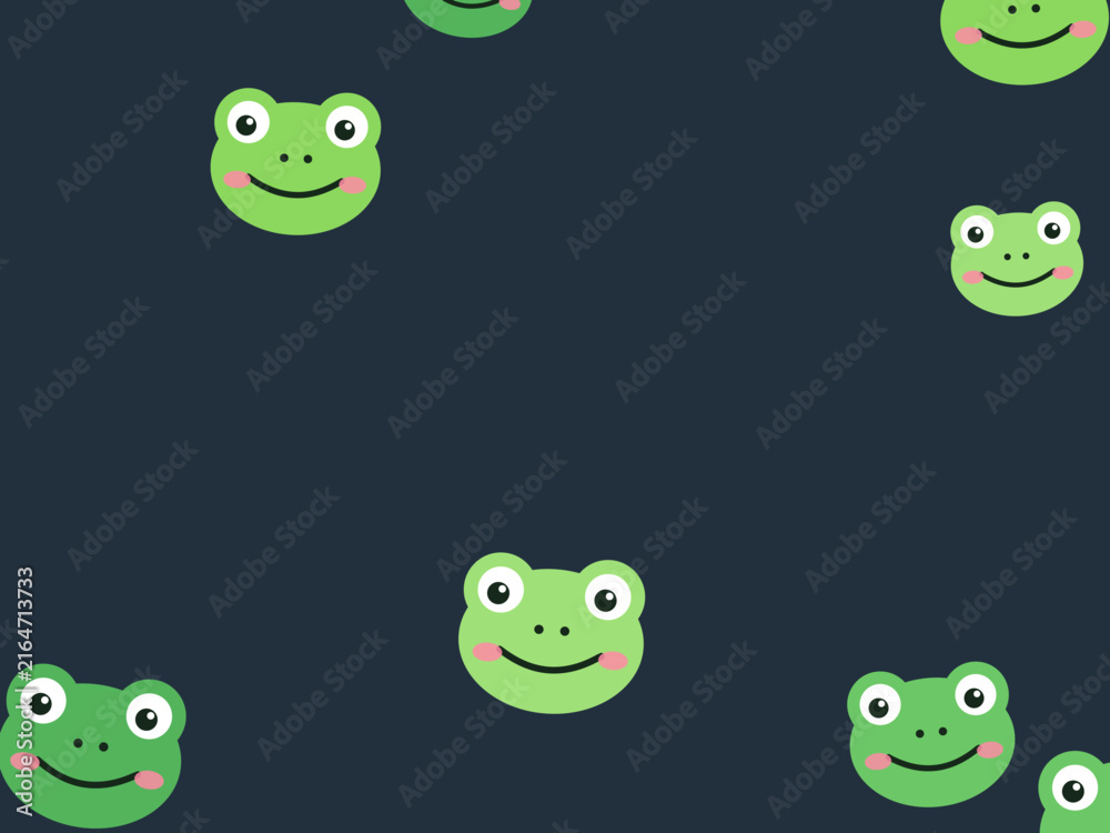 Obraz premium Cute Pond Frogs Whimsical Kids Background