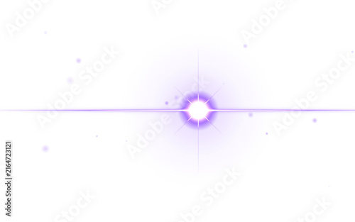 Radiant Purple Star Lens Flare Light Effect on Isolated White Background for Digital Creative Design Projects