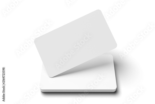 Blank Business Card Mockup Stack with Tilted Single Card Isolated on Transparent Background. 3D rendering