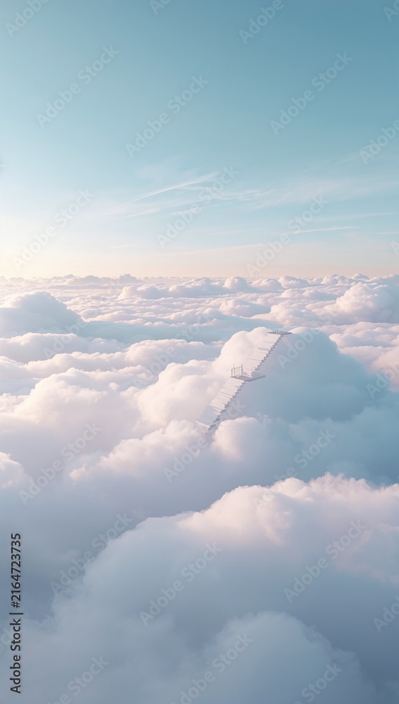 Fototapeta premium Generative AI captures a stunning view of fluffy clouds from high altitude sky