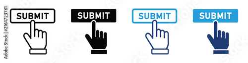 Submit button icon for confirmation, form submission, upload, send, action and user interface vector illustration isolated on transparent background