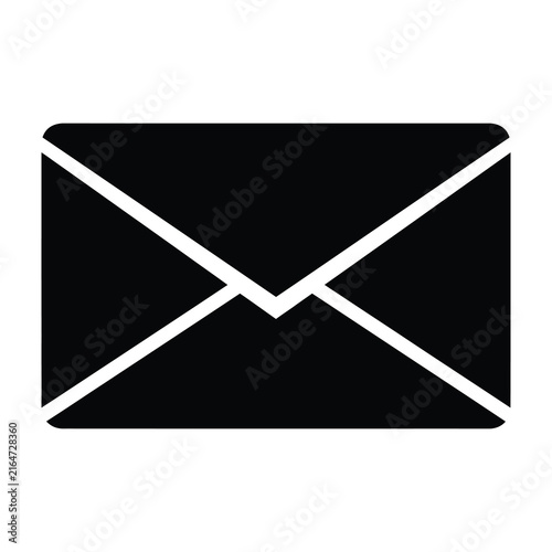 Black Email Envelope Icon Representing Digital Communication and Message Contact
