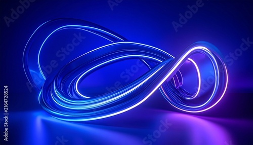Futuristic neon ribbons glowing in dark