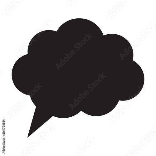 Black speech bubble icon on white background for communication and dialogue