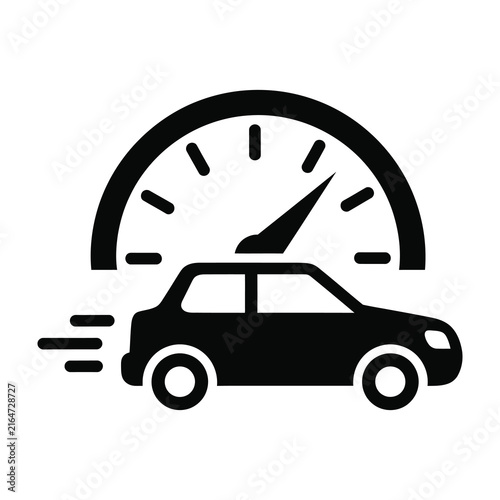 Car speeding with speedometer in background