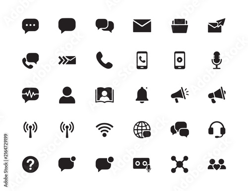 Communication and Contact Glyph Icon Set Vector EPS 10
