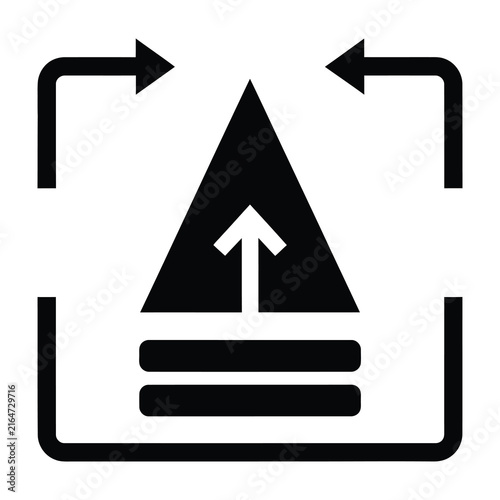 Upload icon with arrow pointing up inside a square frame for digital interface use