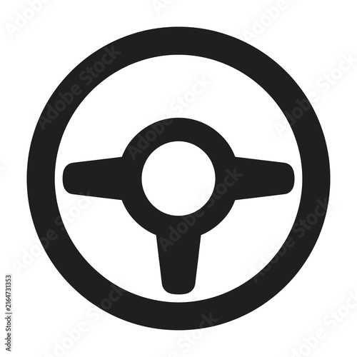 Steering wheel symbol on white background