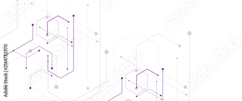 Vector texture with digital geometric hexagons pattern line and dot digital science network background