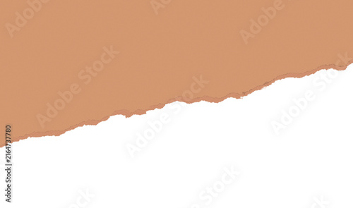 Diagonal Torn Peach Paper Edge with Rough Grunge Texture and Irregular Border, Transparent Background PNG