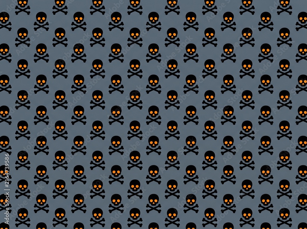 Skull and Crossbones Pattern, Repeating Danger Symbol Design. Warning Sign Illustration, Hazard Icon Concept