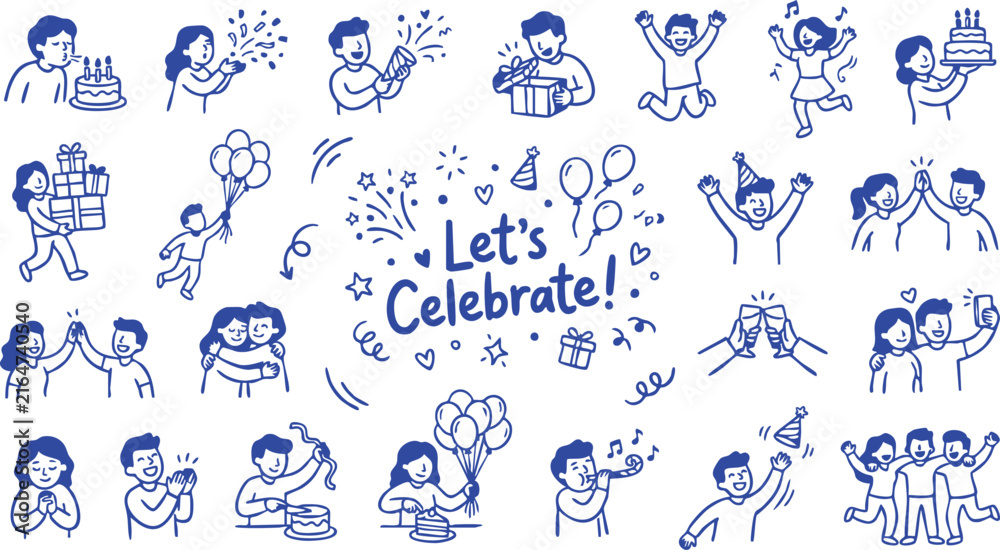 Fototapeta premium Delighted people celebrating with gifts and confetti during a joyful party event