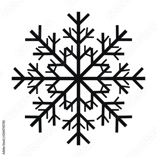 Black Snowflake Icon Isolated on White Background for Winter Holiday Decoration