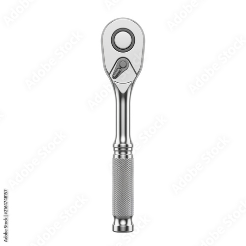 Fotografie Chrome socket ratchet wrench handle mechanical hand tool