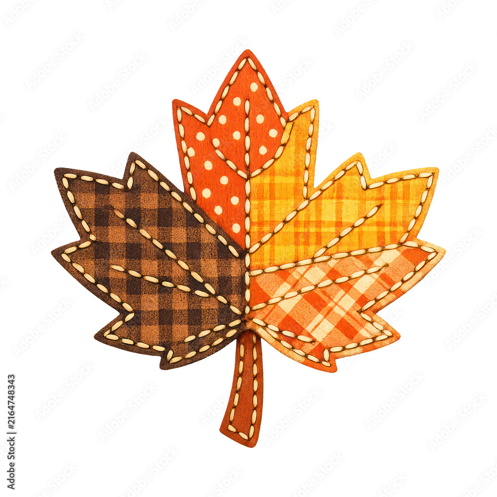 Naklejka premium PNG Patchwork autumn leaf illustration.