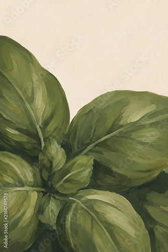 Fresh Basil Leaves Close Up – Food Illustration