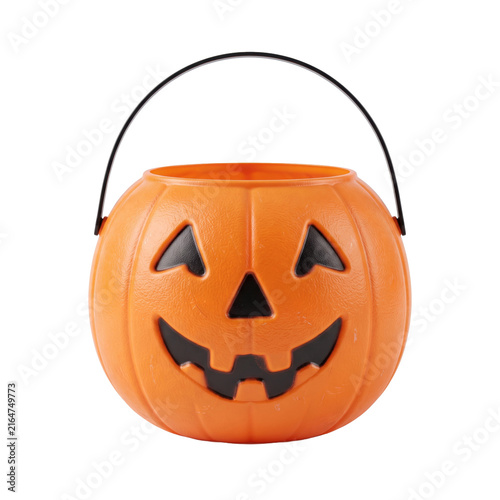 Принти на полотні Orange plastic pumpkin bucket for halloween trick or treat