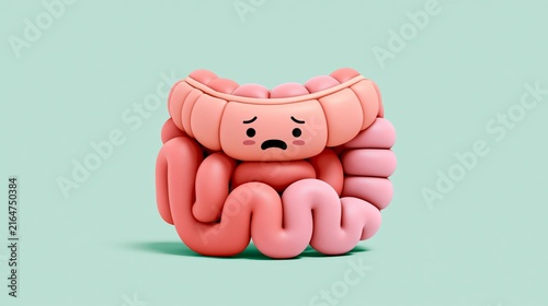 Abstract Sad Gut Illustration for Digestive Disease and Bowel Pain