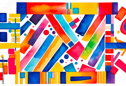 Colorful Abstract Geometric Background with Vibrant Watercolor Shapes